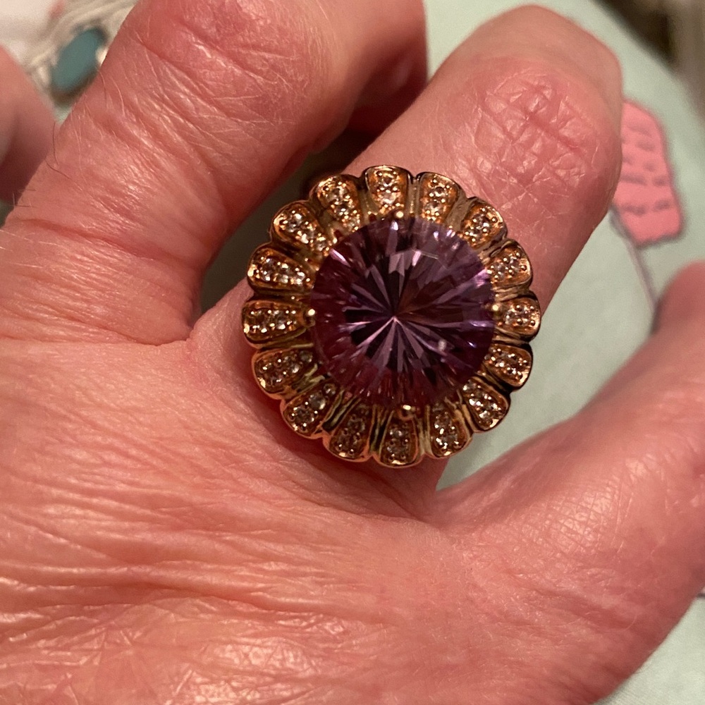 Elegant new  Ring Rosa De France  African amethyst ring size 8
